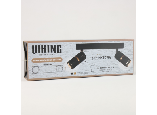 Lampa sufitowa podwójna GU10 D55 czarna złoty pierścień 35 W VIKING