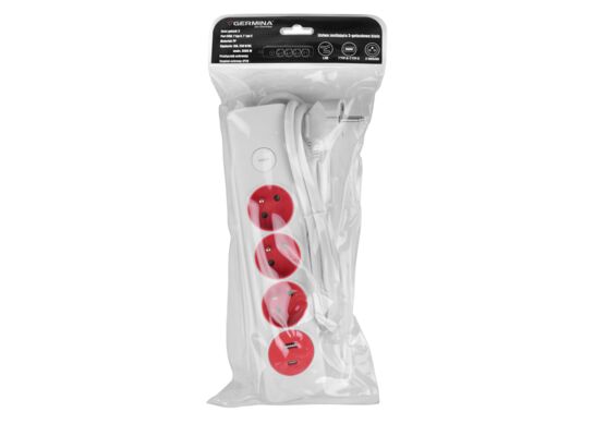 Przedłużacz z wyłącznikiem 3 gniazdowy 2 x usb 1,4 m