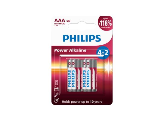 Bateria Power Alkaline LR03/AAA 6 szt.(4+2) Philips