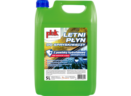 Płyn do spryskiwaczy letni z powłoką hydrofobową 5 l Plak