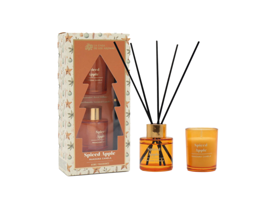 Patyczki zapachowe 50 ml + świeca jabłkowa zestaw x-mas