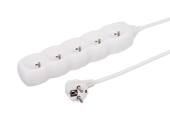 Przedłużacz 5 gniazdowy z uziemieniem biały 1,5 m 230 V