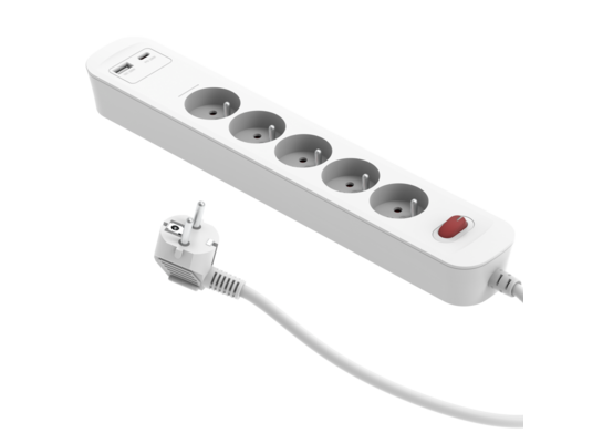 Przedłużacz szybkoładujący 5 gniazd z wyłącznikiem 2x usb A/C 1,4 m biały