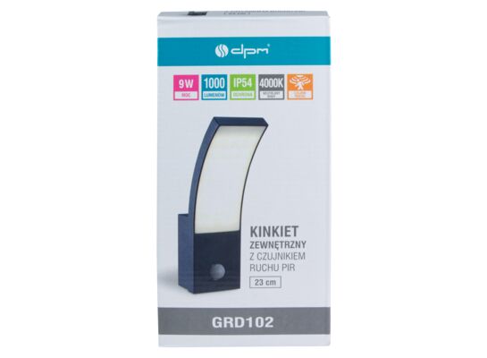Kinkiet LED zewnętrzny z czujnikiem ruchu IP54 9 W 1000 lm 4000 K 23 cm czarny