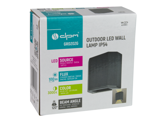 Kinkiet zewnętrzny 6 W 480 lm 3000K IP54 szary