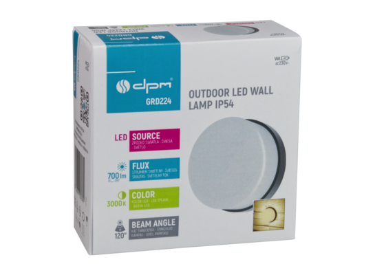 Kinkiet zewnętrzny 8 W 560 lm 3000K IP65 czarny DPM