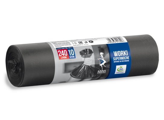 Worki na śmieci SUPERMOCNE 240 l 10 sztuk