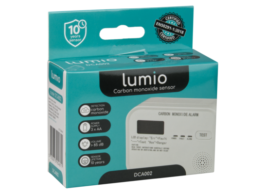 Czujnik czadu z wyświetlaczem bateryjny Lumio IP20