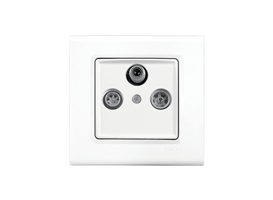 Gniazdo RTV-SAT końcowe biały w komplecie z ramką 8,5 x 8,5 x 4 cm