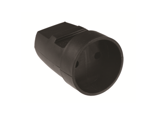 Gniazdo jednokrotne bez uziemienia czarne IP20 4,4 x 4,4 x 6,5 cm