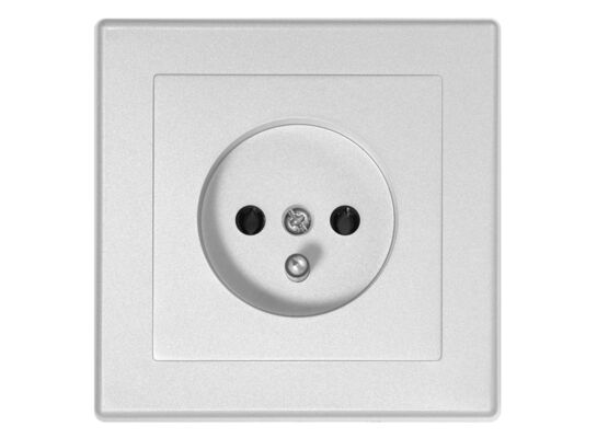 Gniazdo pojedyncze z uziemieniem jowisz srebrne IP20