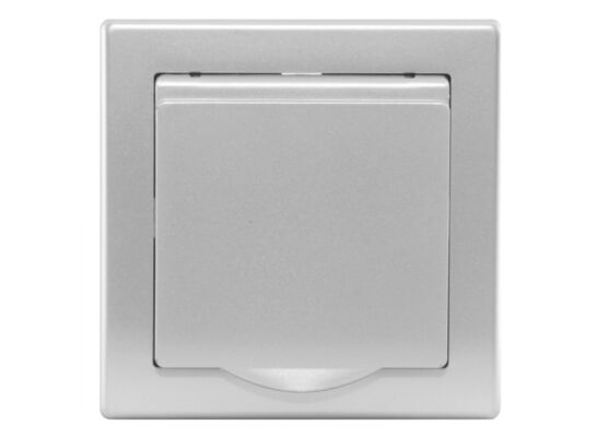 Gniazdo pojedyncze z uziemieniem IP44 z klapką jowisz srebrne