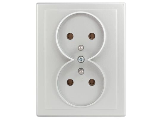 Gniazdo podwójne z uziemieniem jowisz srebrne IP20 4 x 8 x 10 cm