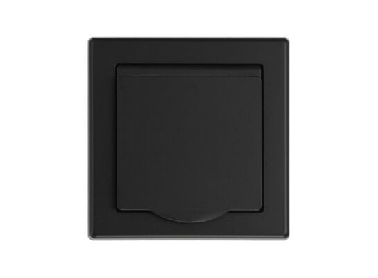 Gniazdo pojedyncze z uziemieniem IP44 z klapką jowisz czarny mat