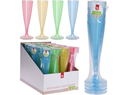 Kieliszek do szampana 130 ml 4 sztuki różne kolory