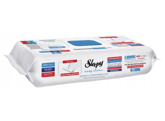 Nawilżane wkłady do mopa SLEEPY EASY CLEAN niebieskie z wybielaczem 50 szt.