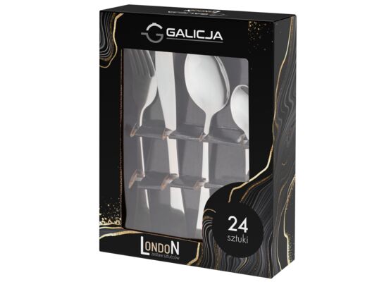 Zestaw sztućców London 24 elementy srebrny