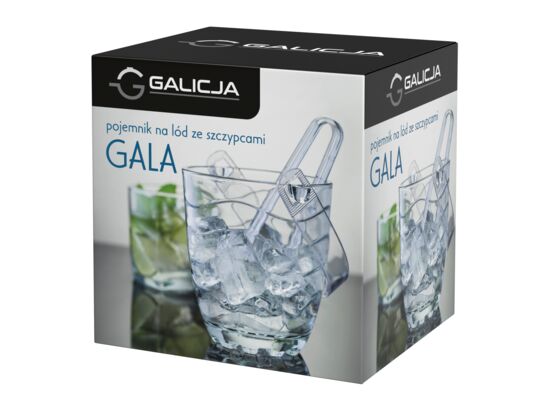 Pojemnik na lód ze szczypcami Gala transparentny