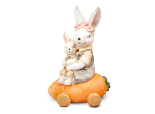 Figurka zając z maleństwem duży marchewka 48 cm