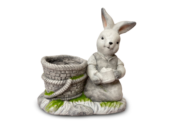 Figurka zając duży z koszem 36 cm