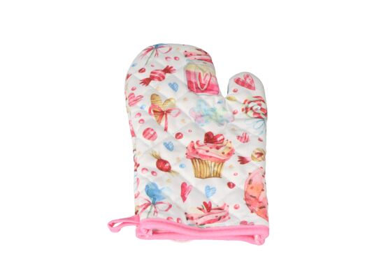 Rękawica kuchenna Babeczki 18 x 30 cm 1 szt różowo-biały