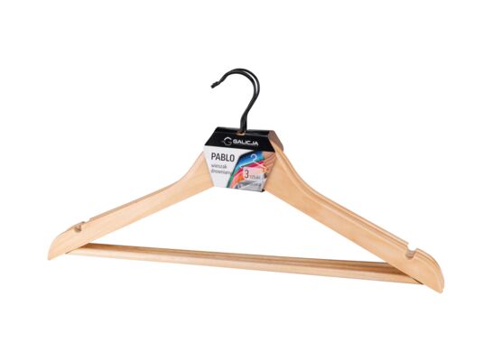 Wieszak drewniany Pablo 3 sztuki brązowy