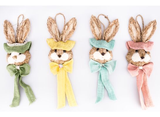 Dekoracja do zawieszania zając 38 cm różne wzory i kolory 1 szt.