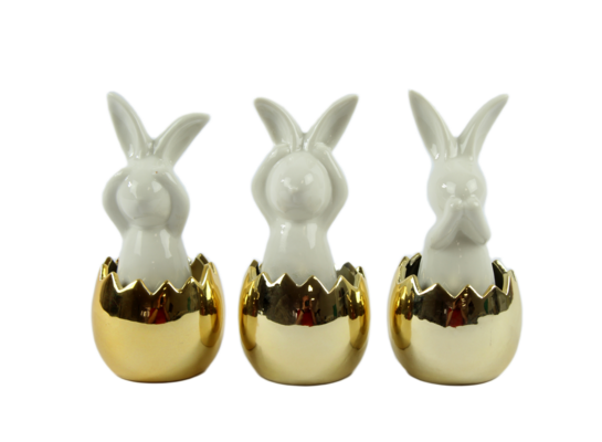 Figurka ceramiczna Zając 17 cm różne wzory złoty 1 szt.