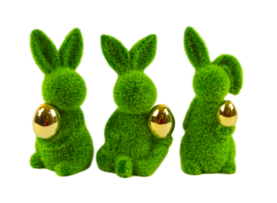 Figurka ceramiczna Zając z jajkiem 18,5 cm różne wzory zielony 1 szt.