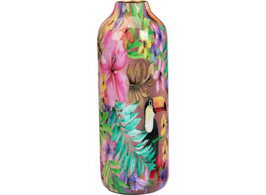 Wazon dekorowany metalowy 12 x 33,5 cm motyw kwiatowy