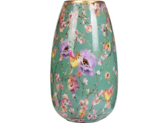 Wazon dekorowany metalowy 14,5 x 25 cm zielony