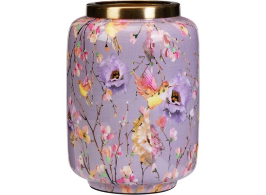 Wazon dekorowany metalowy 15 x 20,5 cm fiolet