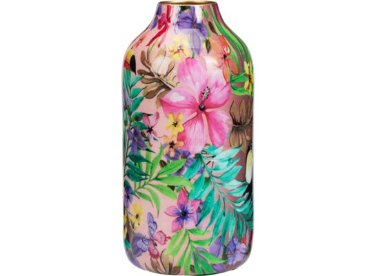 Wazon dekorowany metalowy 15 x 25 cm motyw kwiatowy