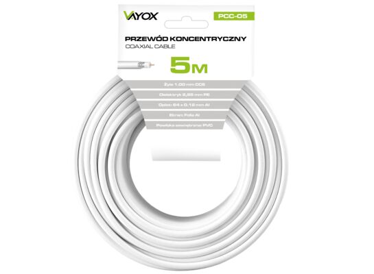 Kabel koncentryczny RG6U 5 m PCC-05 Vayox