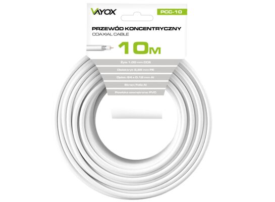 Kabel koncentryczny RG6U 10 m PCC-10 Vayox