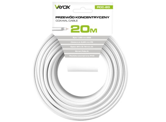 Kabel koncentryczny RG6U 20 m PCC-20 Vayox