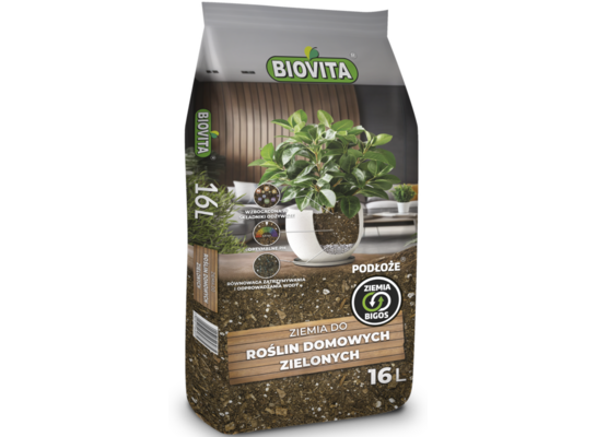 Ziemia do roślin domowych zielonych BIGOS 16 l BIOVITA