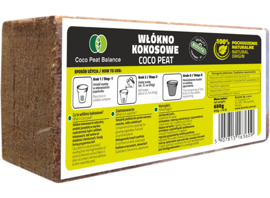 Włókno kokosowe brykiet 650 g 8 - 9 l COCO PEAT BALANCE
