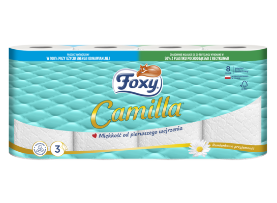 Papier toaletowy FOXY CAMILLA 3 warstwowy 8 rolek