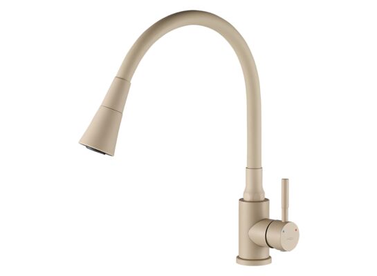 Bateria zlewozmywakowa Selva stojąca z elastyczną 2-funkcyjną wylewką beż
