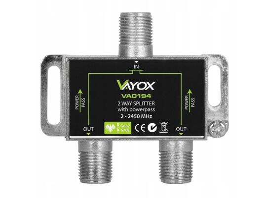 Rozgałęźnik spliter F-2W do tv satelity LB0037 VA0194 Vayox