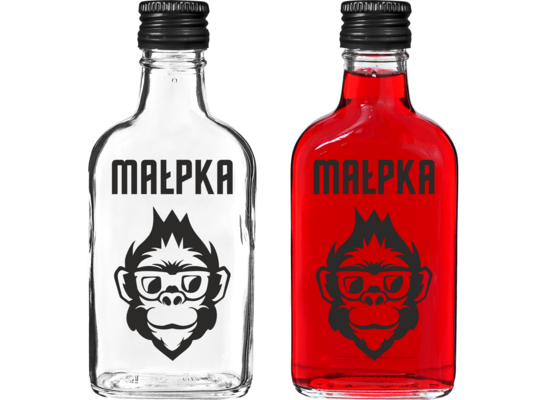 Piersiówka 200 ml z zakrętką nadruk małpka 1 sztuka