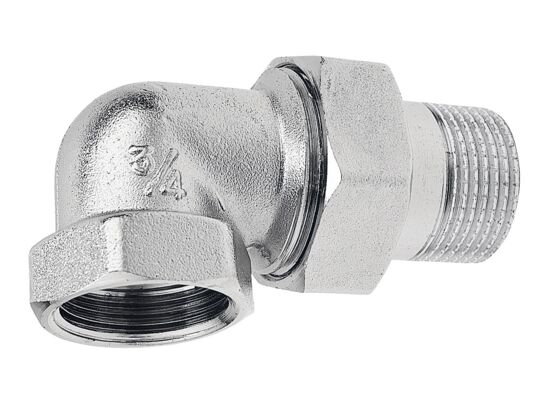 Śrubunek mosiężny chrom 3/4" kątowy z uszczelką