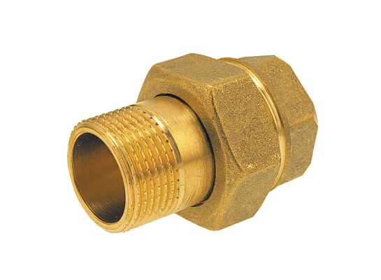 Śrubunek mosiężny 1/2" prosty z oringiem żółty