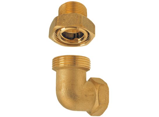 Śrubunek mosiężny 1/2" kątowy z oringiem żółty