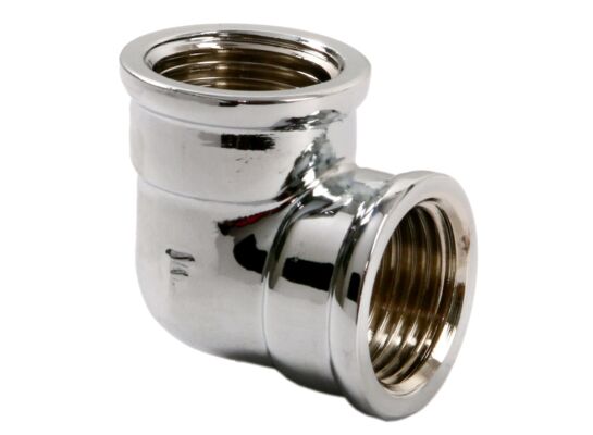 Kolanko mosiężne 3/4" nakrętno-nakrętne chrom