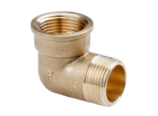 Kolanko mosiężne 1/2" nakrętno-wkrętne żółte