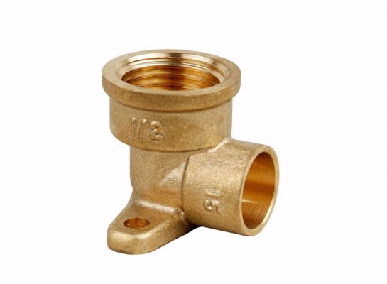 Kolanko z uszami nakrętnymi do wlutowania LW 18x1/2" żółty