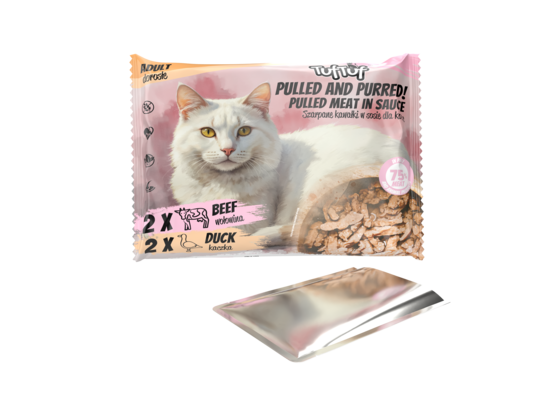 Karma mokra dla kota wołowina/kaczka saszetki 4x100 g Tuf Tuf