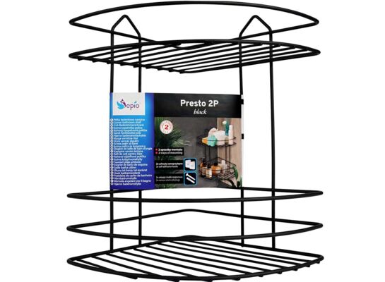 Półka łazienkowa Presto 2P narożna czarna mat Sepio